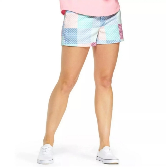 Vineyard Vines for Target Patchwork Whale Shorts Pink Blue Womens size 14 - Picture 2 of 8